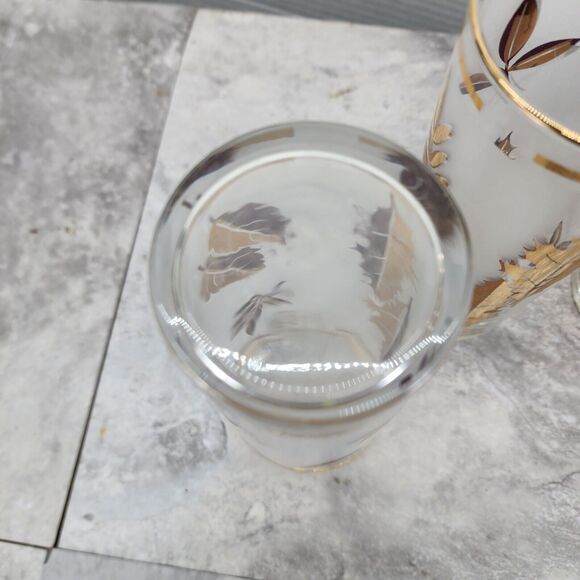 Libbey Golden Foliage 12oz Flat Tumbler set of 4 Autumn Fall Leaves Frosted - Picture 8 of 9